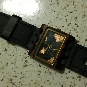 Misturia wood and gold leaf watch